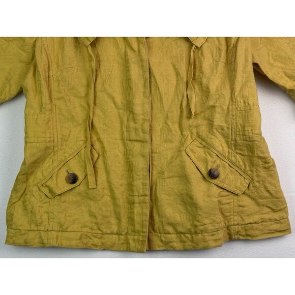 COLDWATER CREEK Lightweight Jacket Blouse 3/4 Sleeve Floral Brocade Yellow Sz 12 - Picture 6 of 11